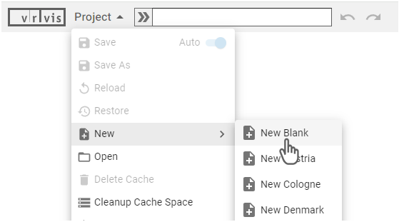 Creation of a new blank project
