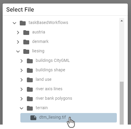 Selection of main raster file of Liesing