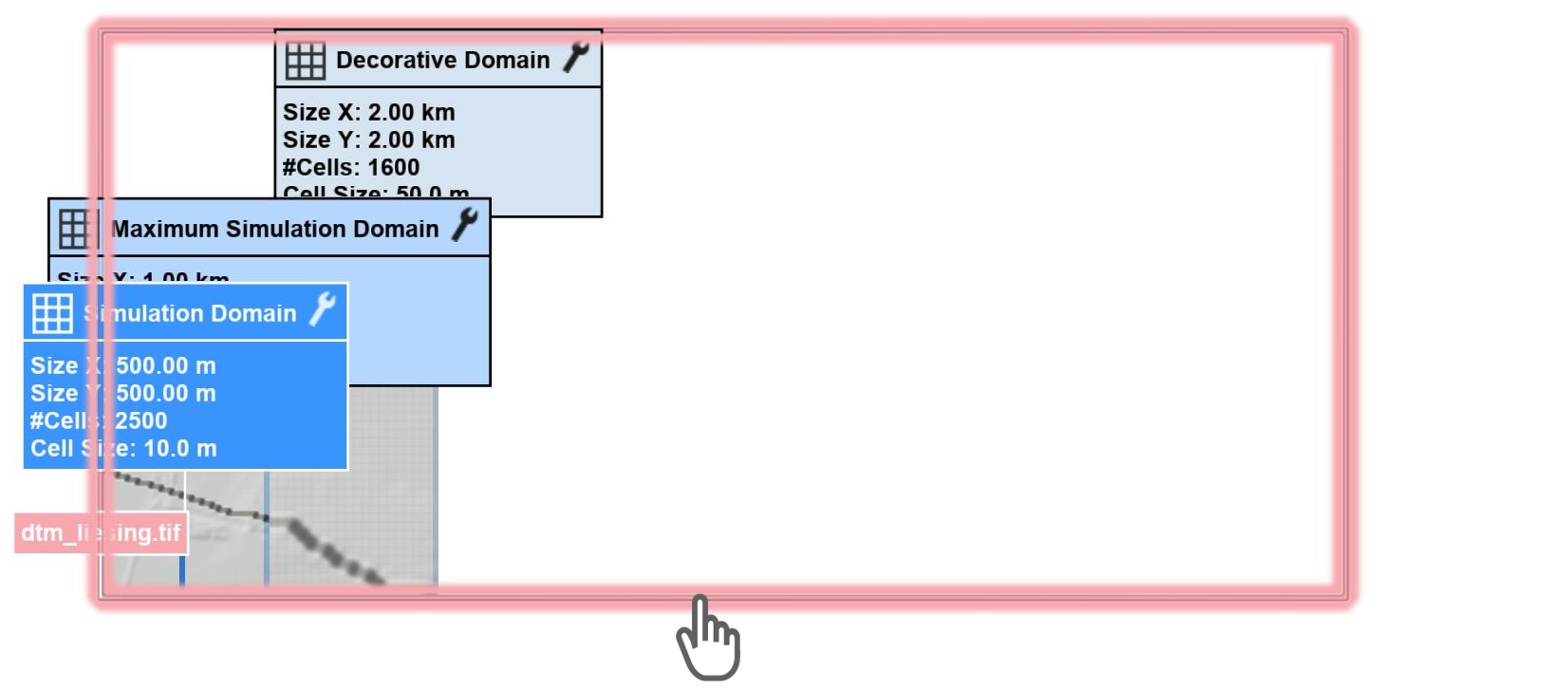 Assignment of maximum simulation domain to the file bounds of main raster file