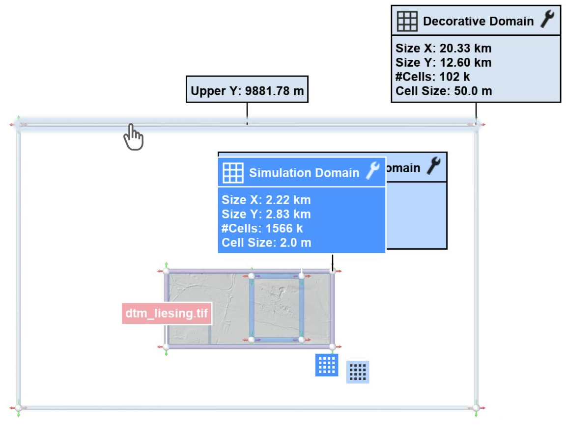 Adjustment of the decorative domain with handles in edit mode