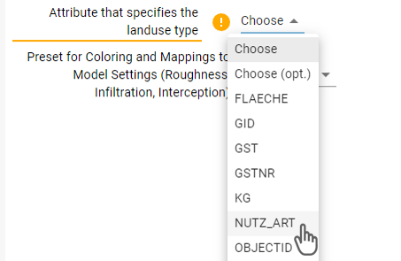 Specify land use type