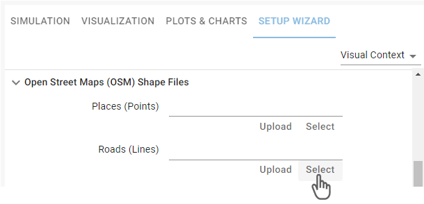 Select the shape file for roads