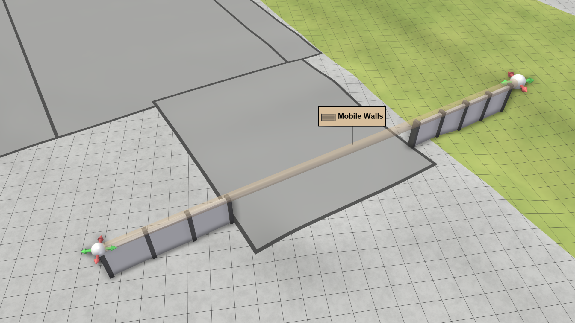 Barrier through building footprint