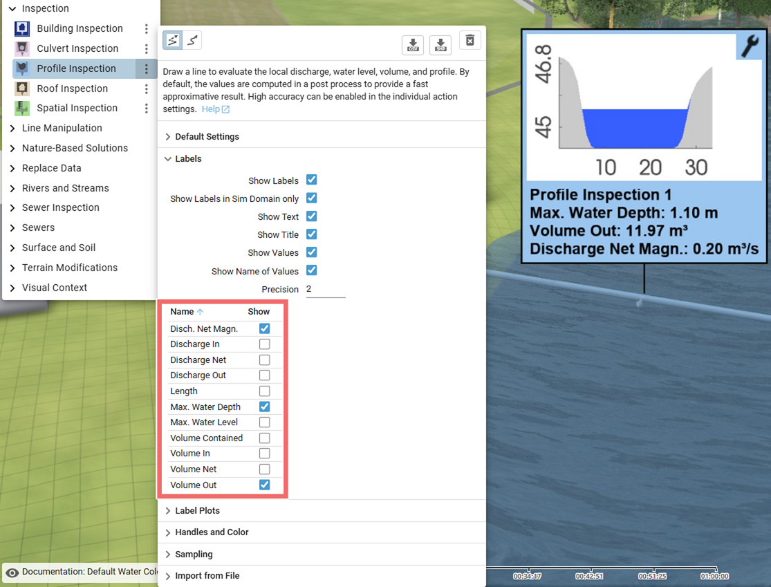 Selection of values displayed in the label of the inspection Selection of Displayed Values