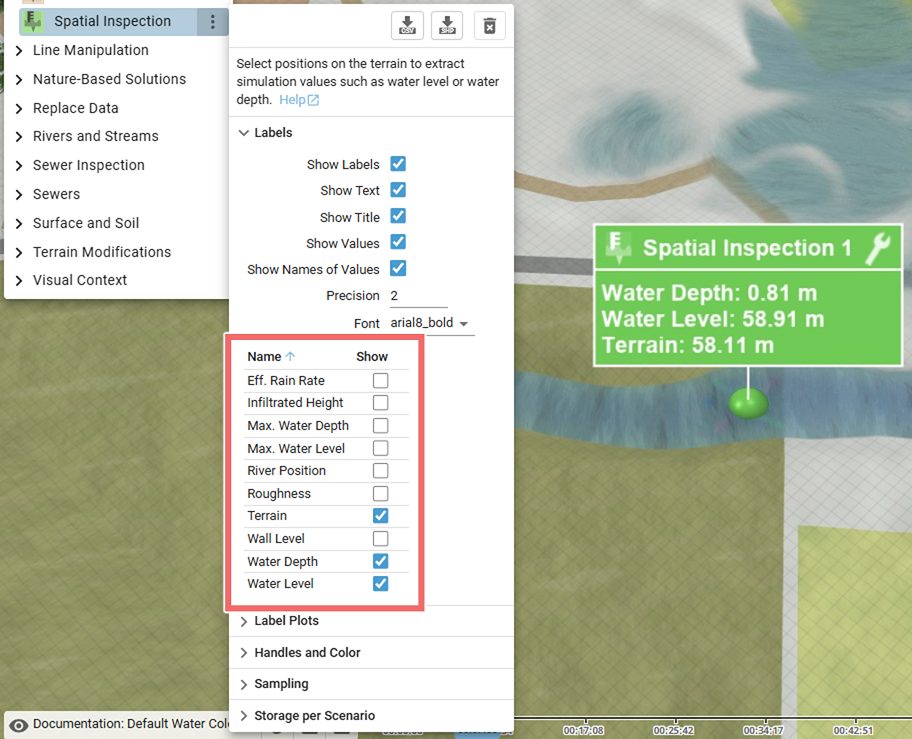 Selection of values displayed in the label of the inspection Selection of Displayed Values