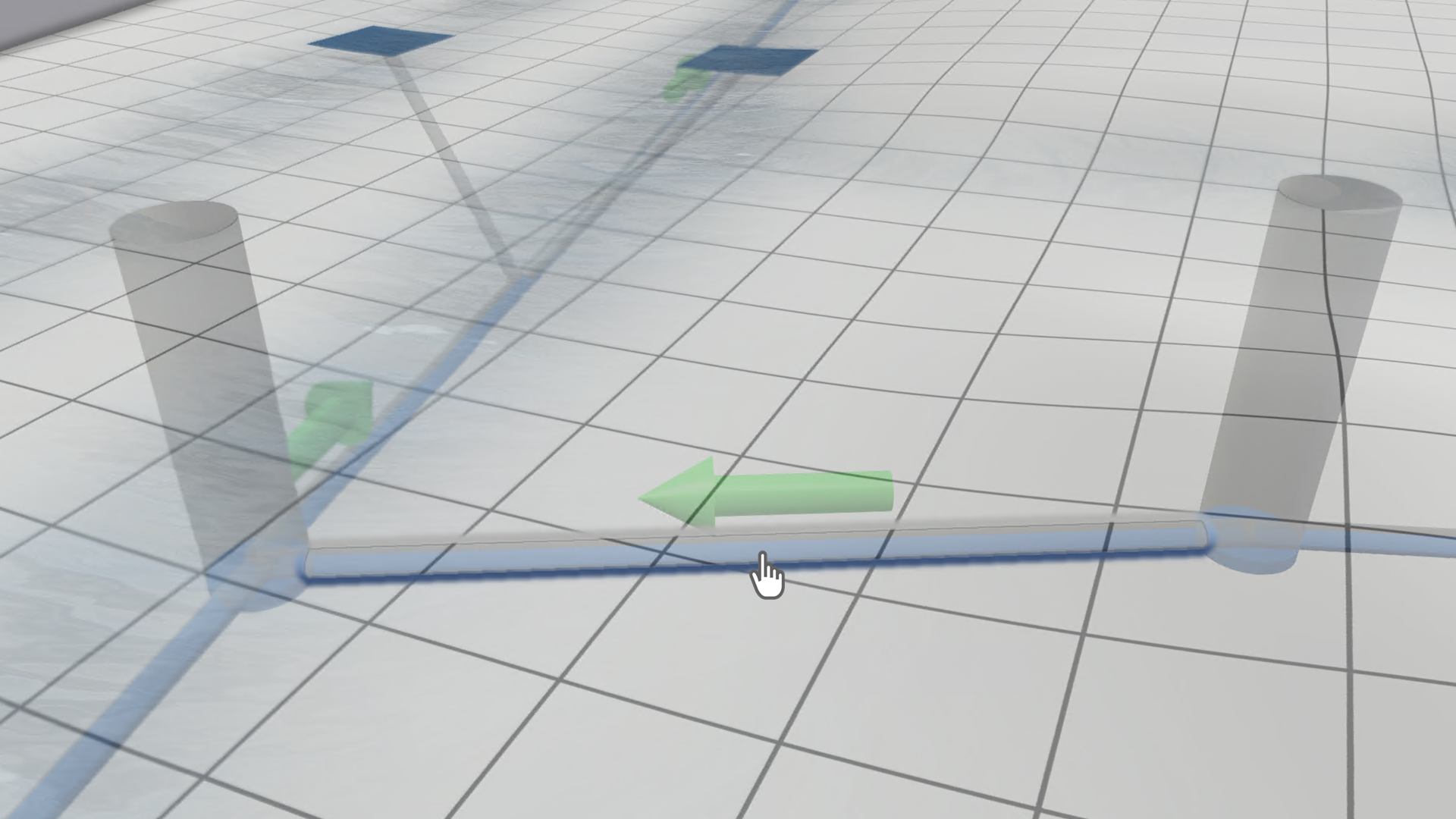 Selection of a sewer conduit in 3D view