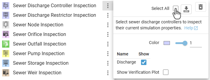 Select all sewer discharge controllers for inspection