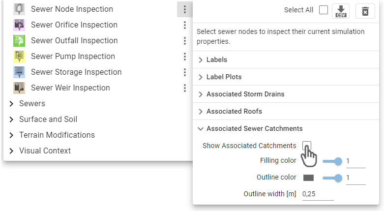 Associated sewer catchment setting