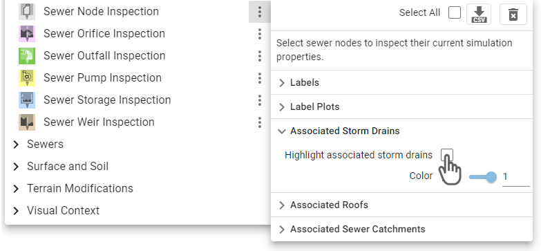 Associated storm drains setting