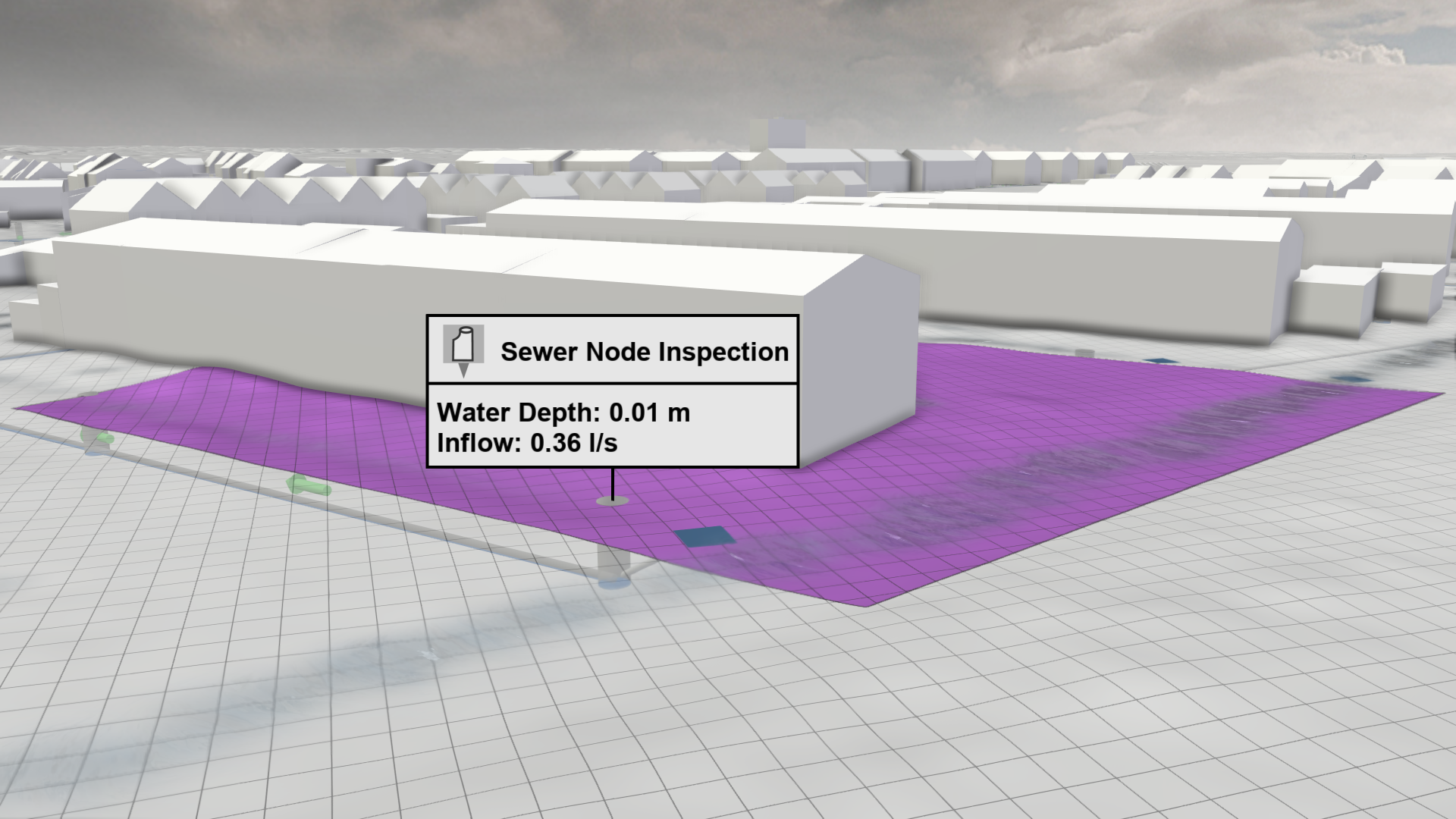 Associated sewer catchment in side view