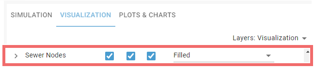 Visualization settings of 2D sewer nodes