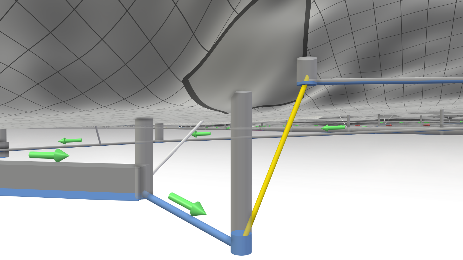 Sewer network below the terrain