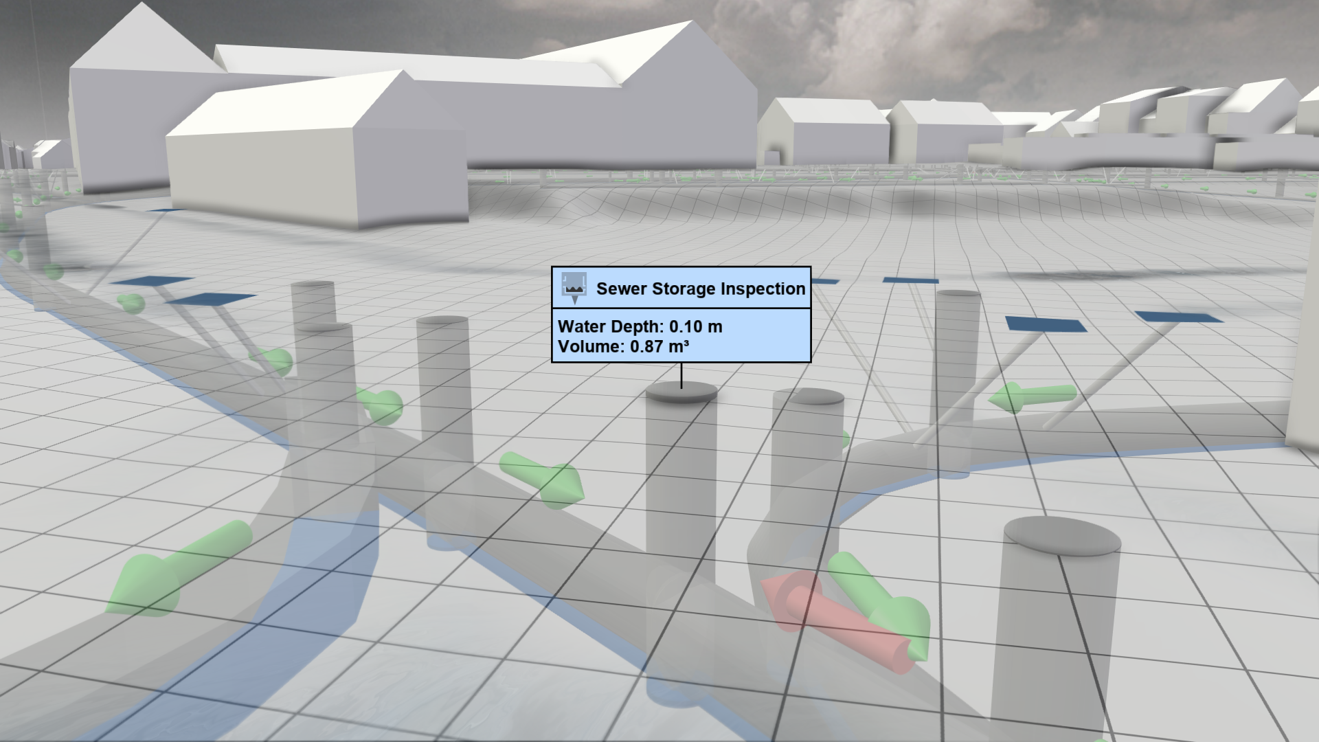 Inspection of a sewer storage
