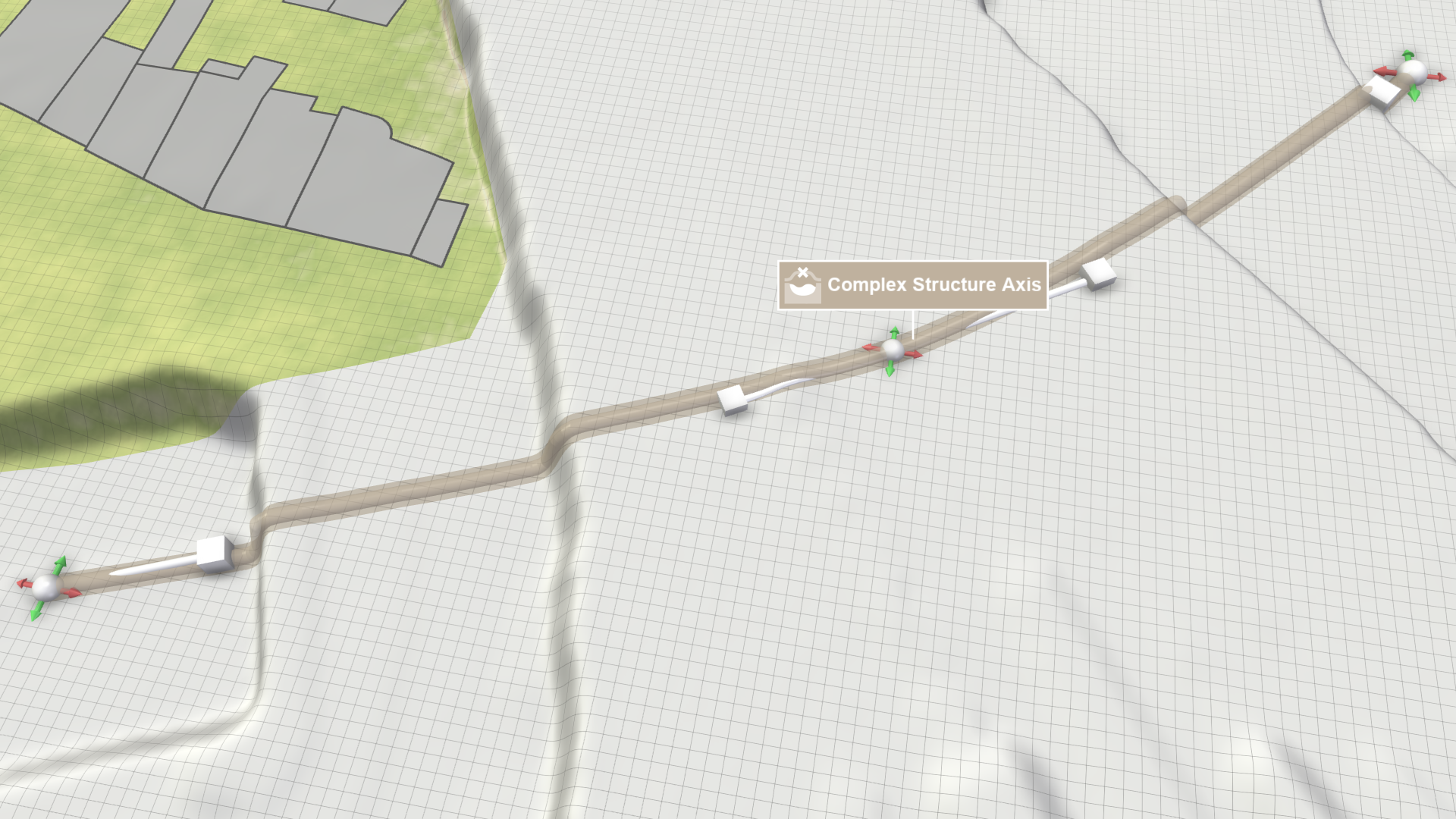 Complex structure axis line drawing