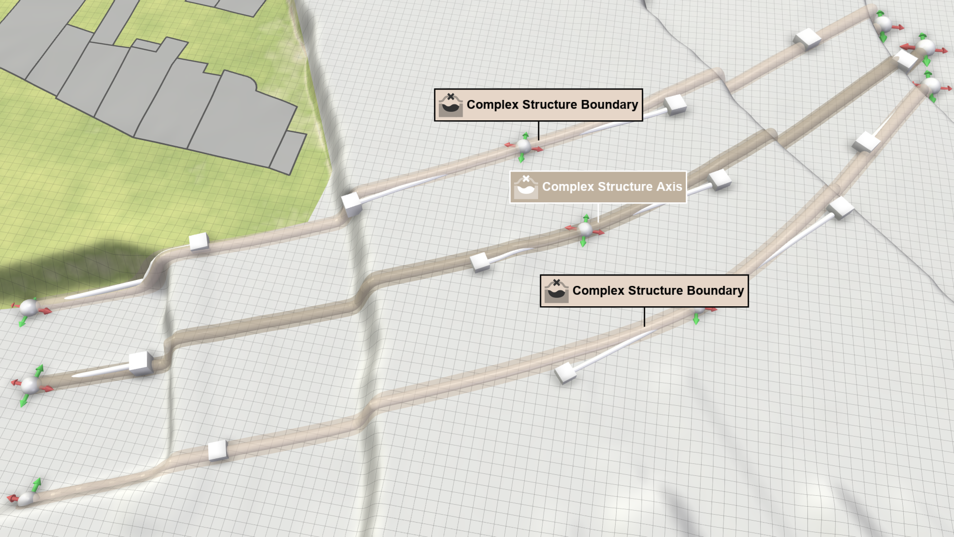 Complex structure boundary line drawing