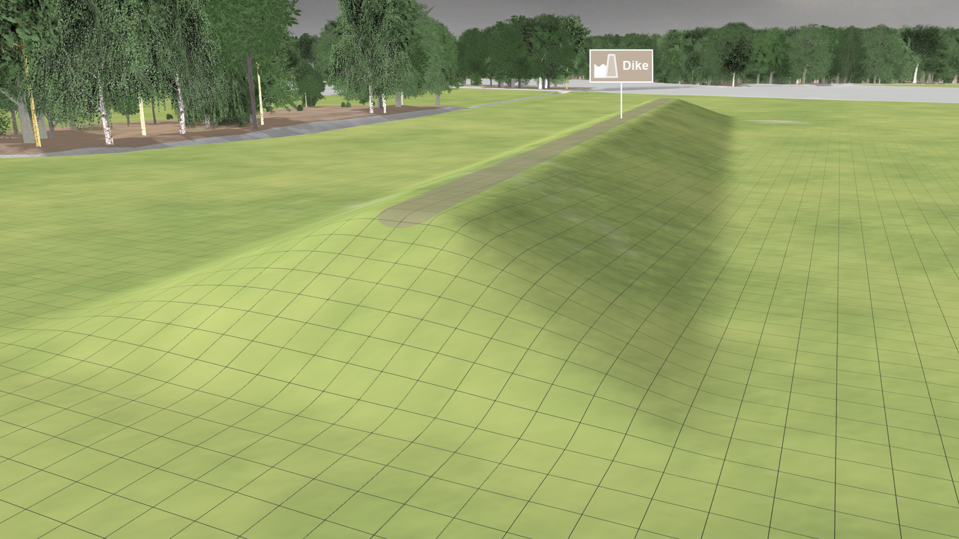 Dike with 20° angle of slope