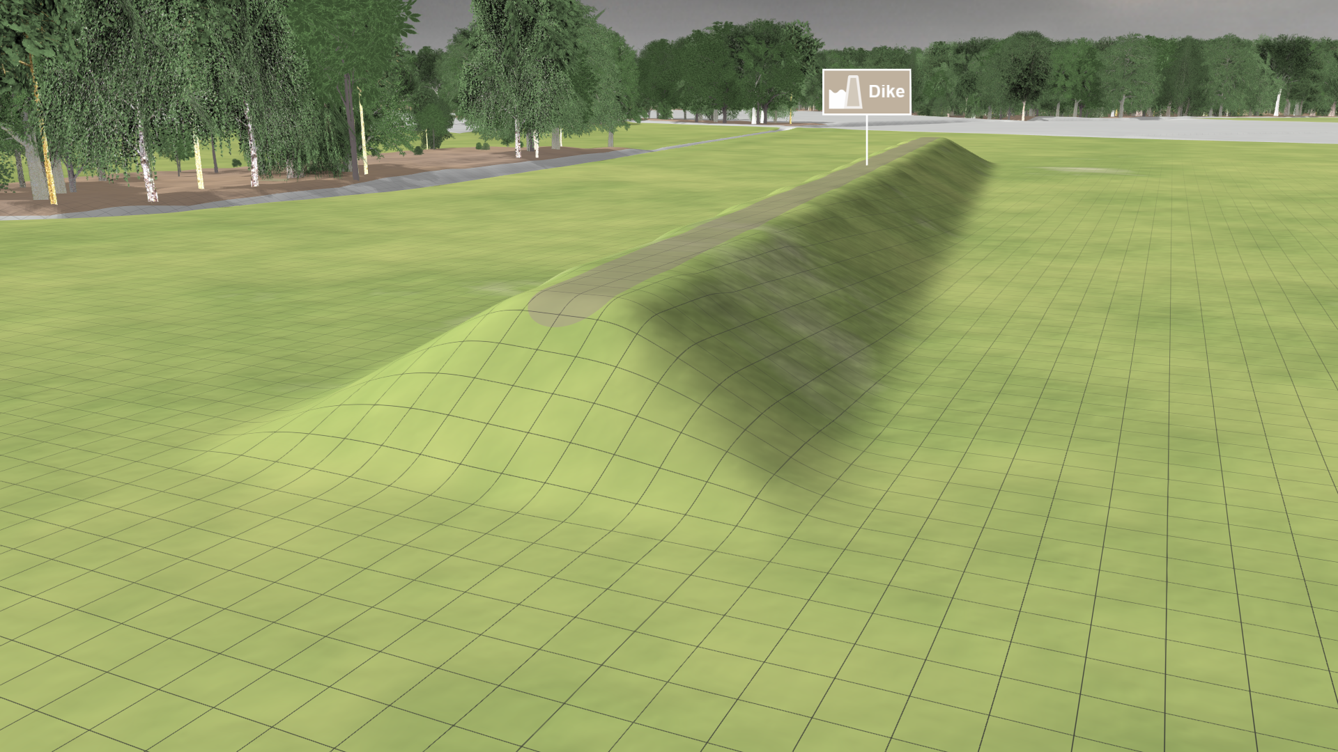 Dike with 30° angle of slope