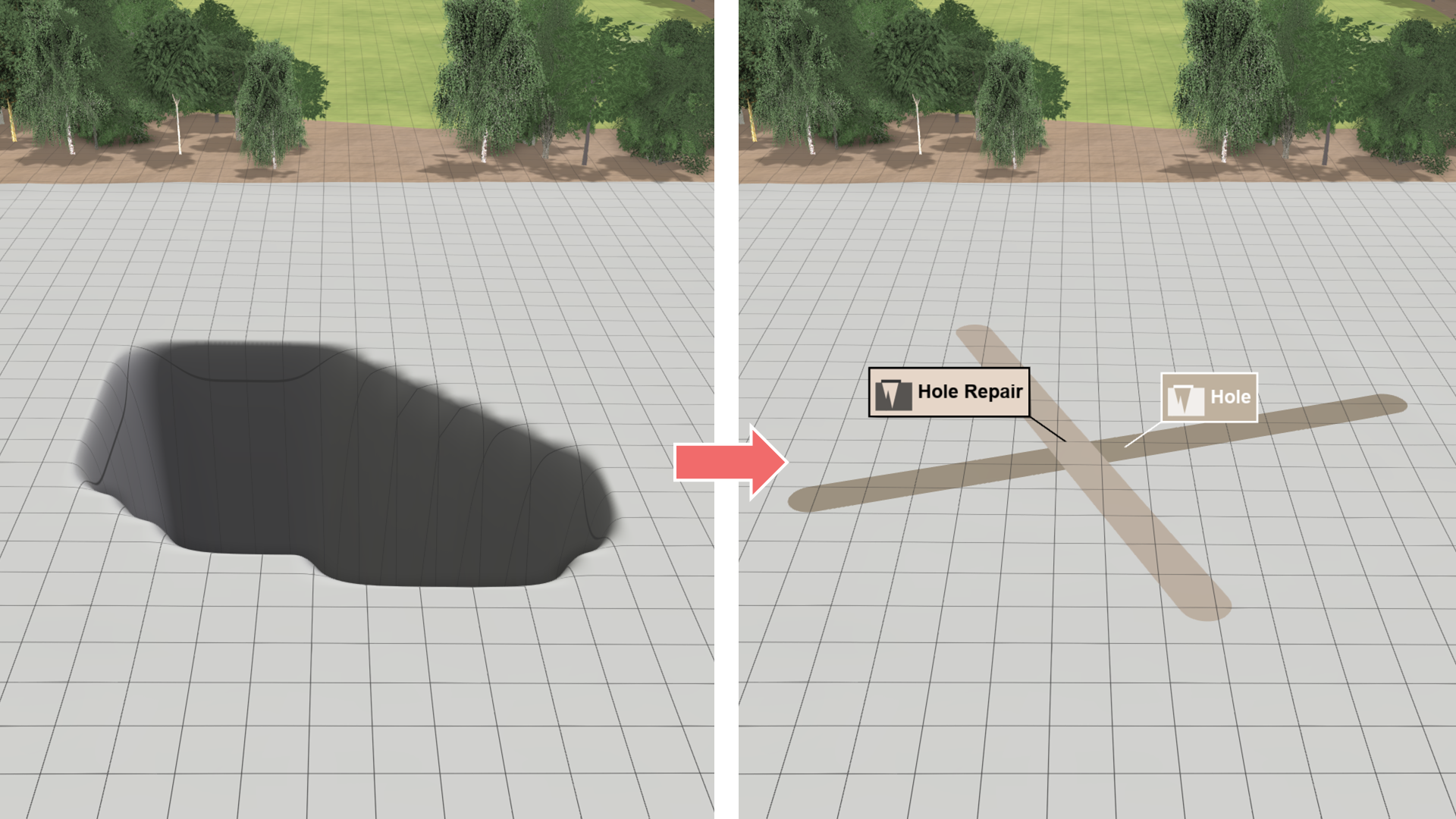 Hole and hole repair action HoleRepair Image