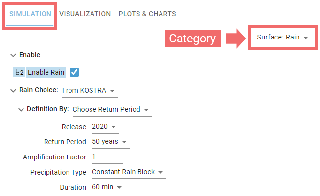 Simulation Settings Panel Simulation Settings Panel