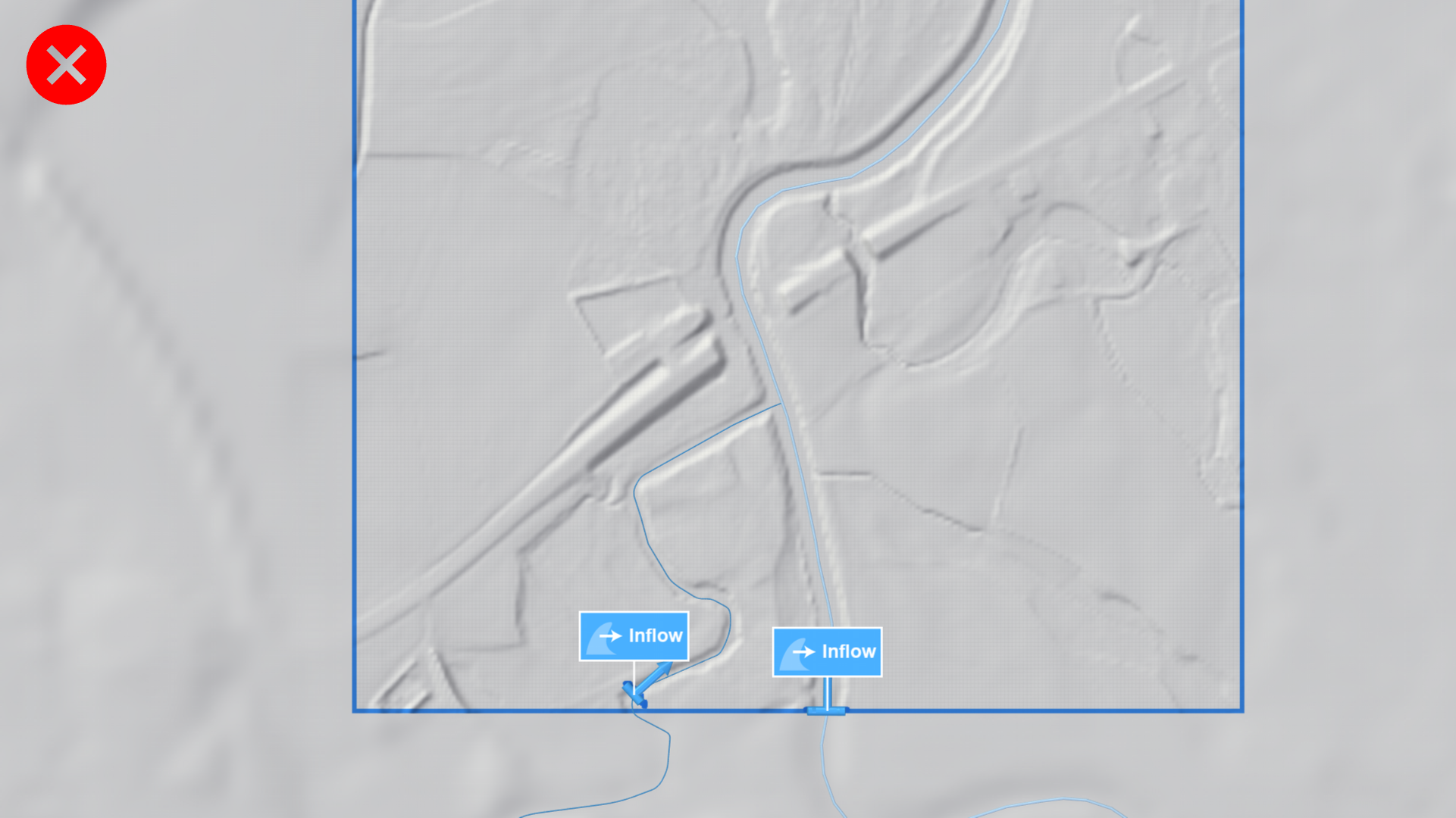 Two inflows upstream of confluence