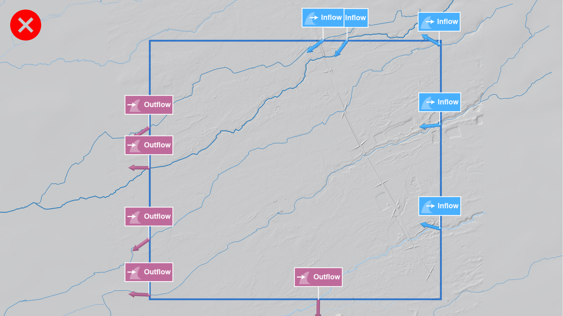 Domain with multipal unconnected rivers