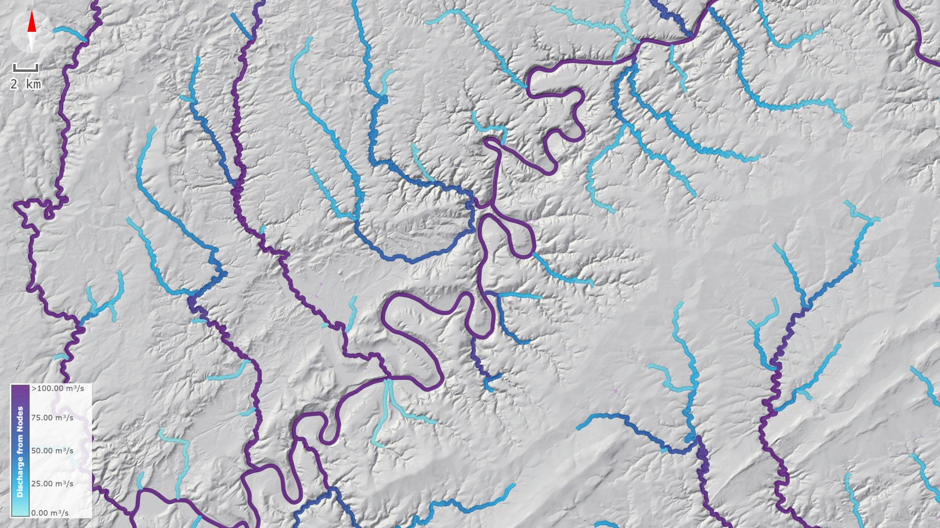 River lines with discharges
