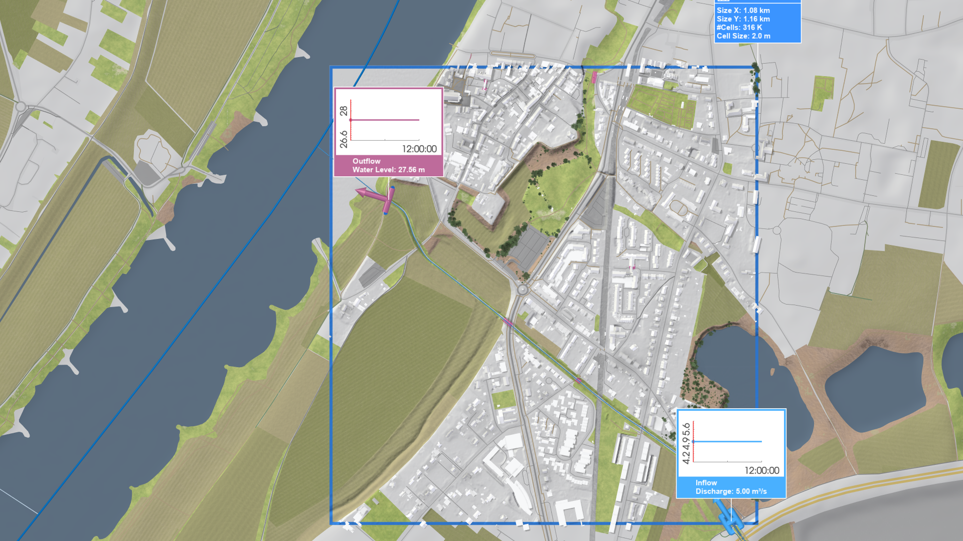 Outflow boundary condition before the confluence