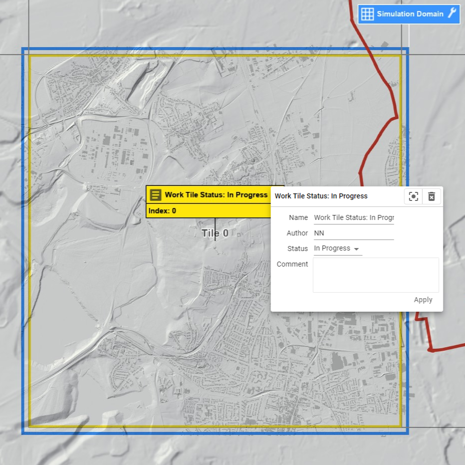 Simulation Domain and Work Tile Status